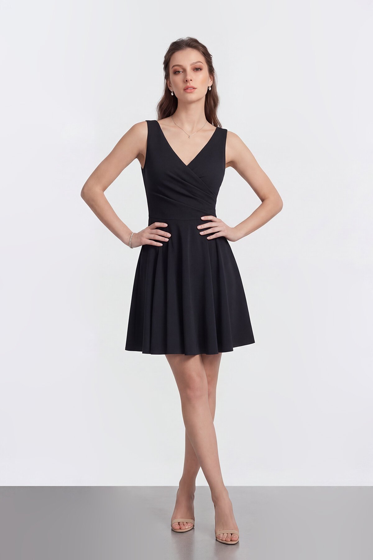 V Yaka Kruvaze Mini Abiye - 2080