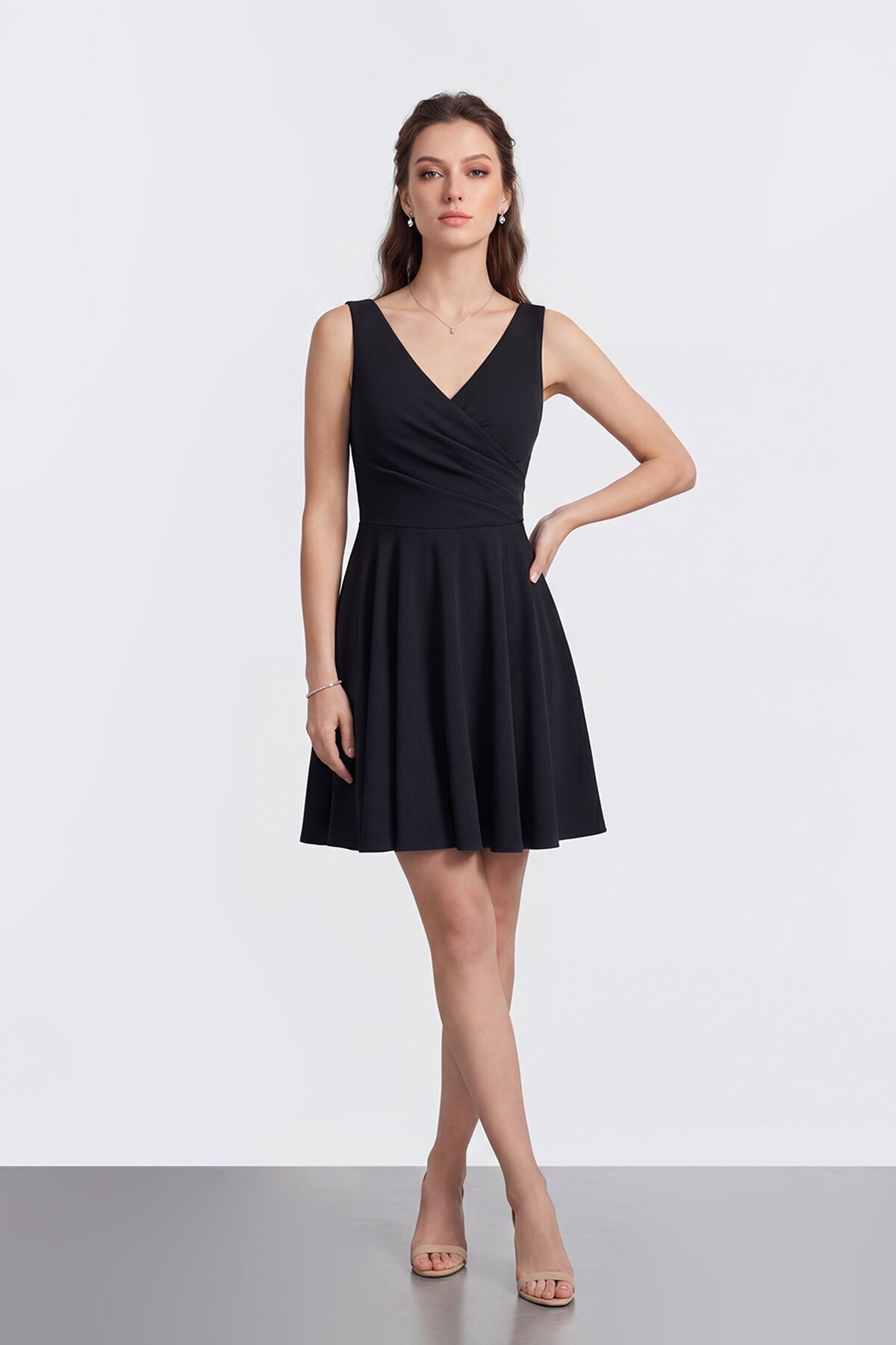 V Yaka Kruvaze Mini Abiye - 2080