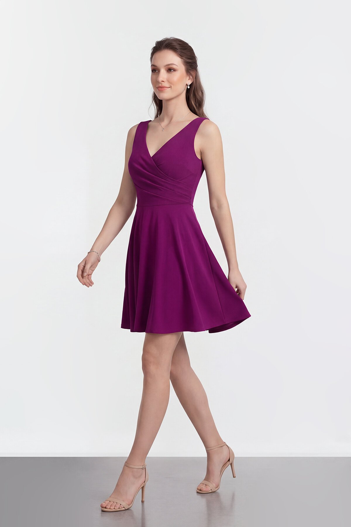 V Yaka Kruvaze Mini Abiye - 2080