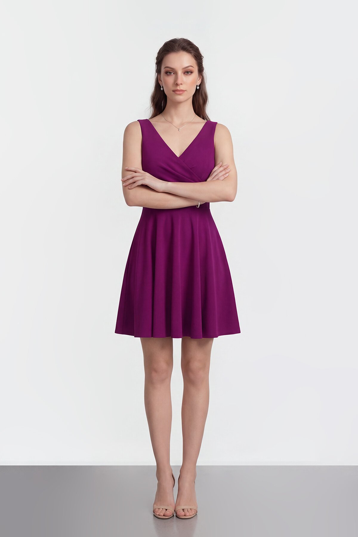 V Yaka Kruvaze Mini Abiye - 2080