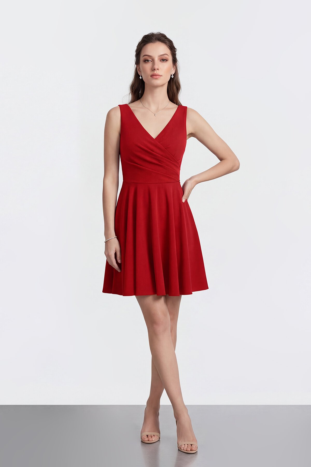 V Yaka Kruvaze Mini Abiye - 2080