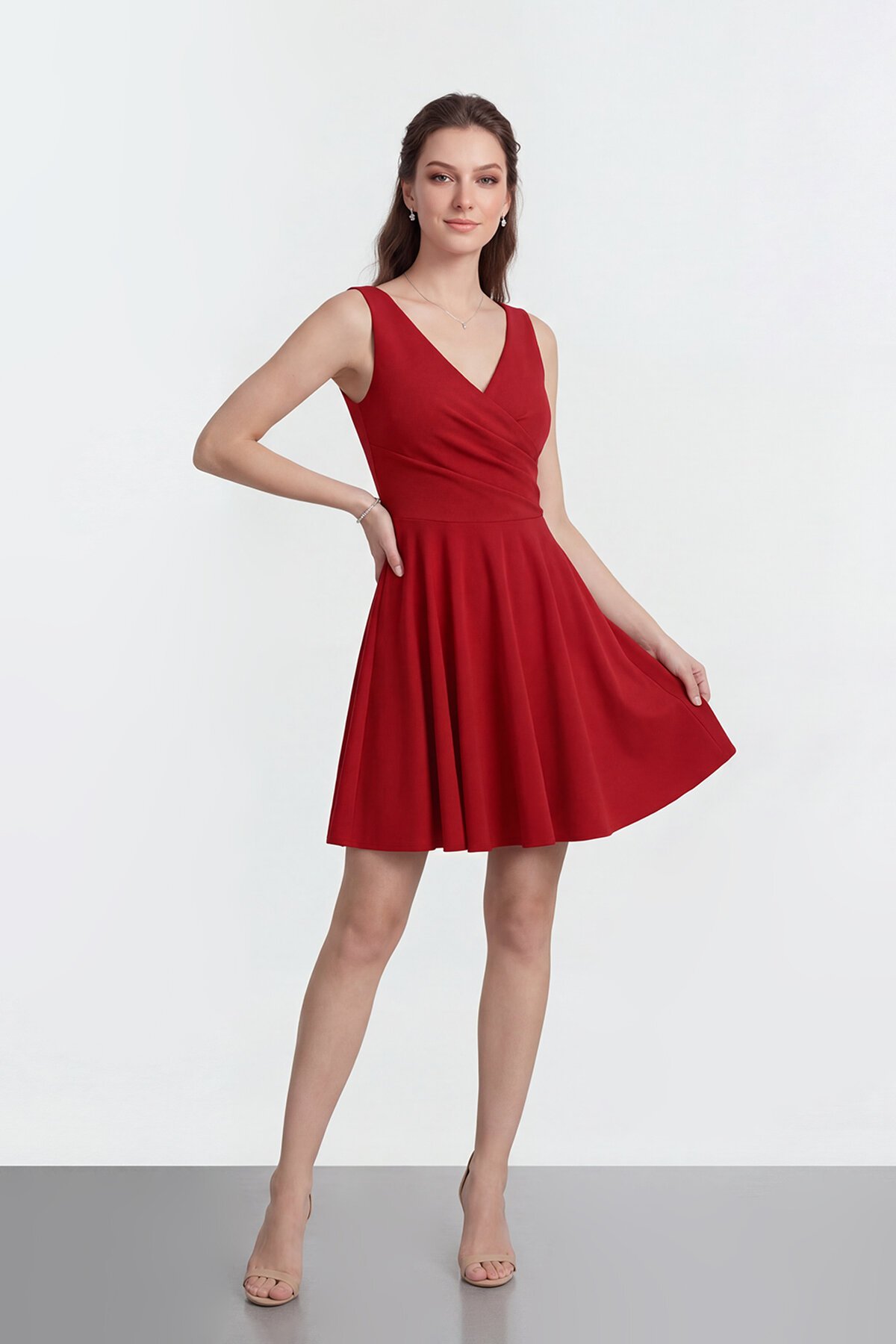 V Yaka Kruvaze Mini Abiye - 2080