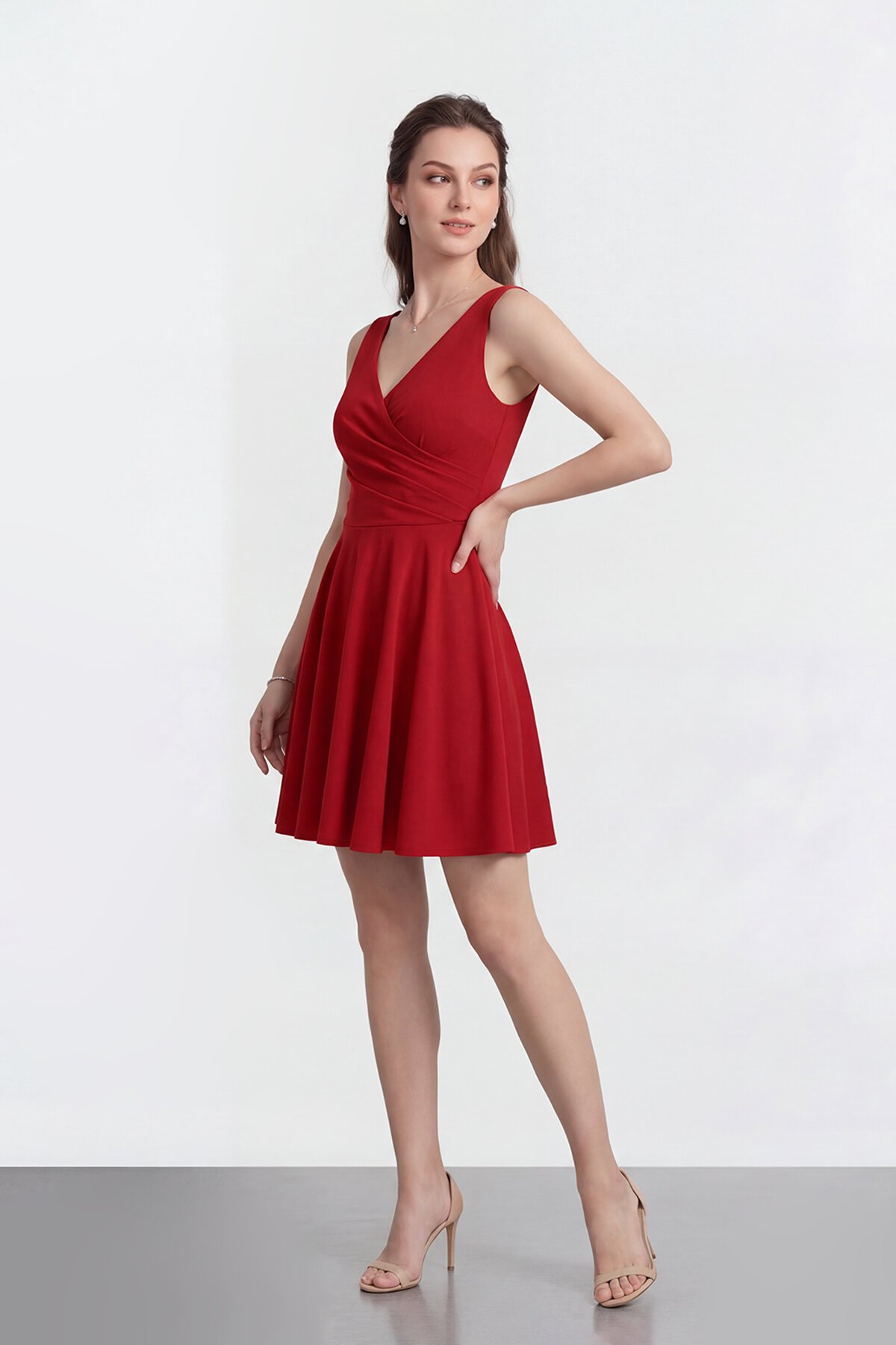 V Yaka Kruvaze Mini Abiye - 2080