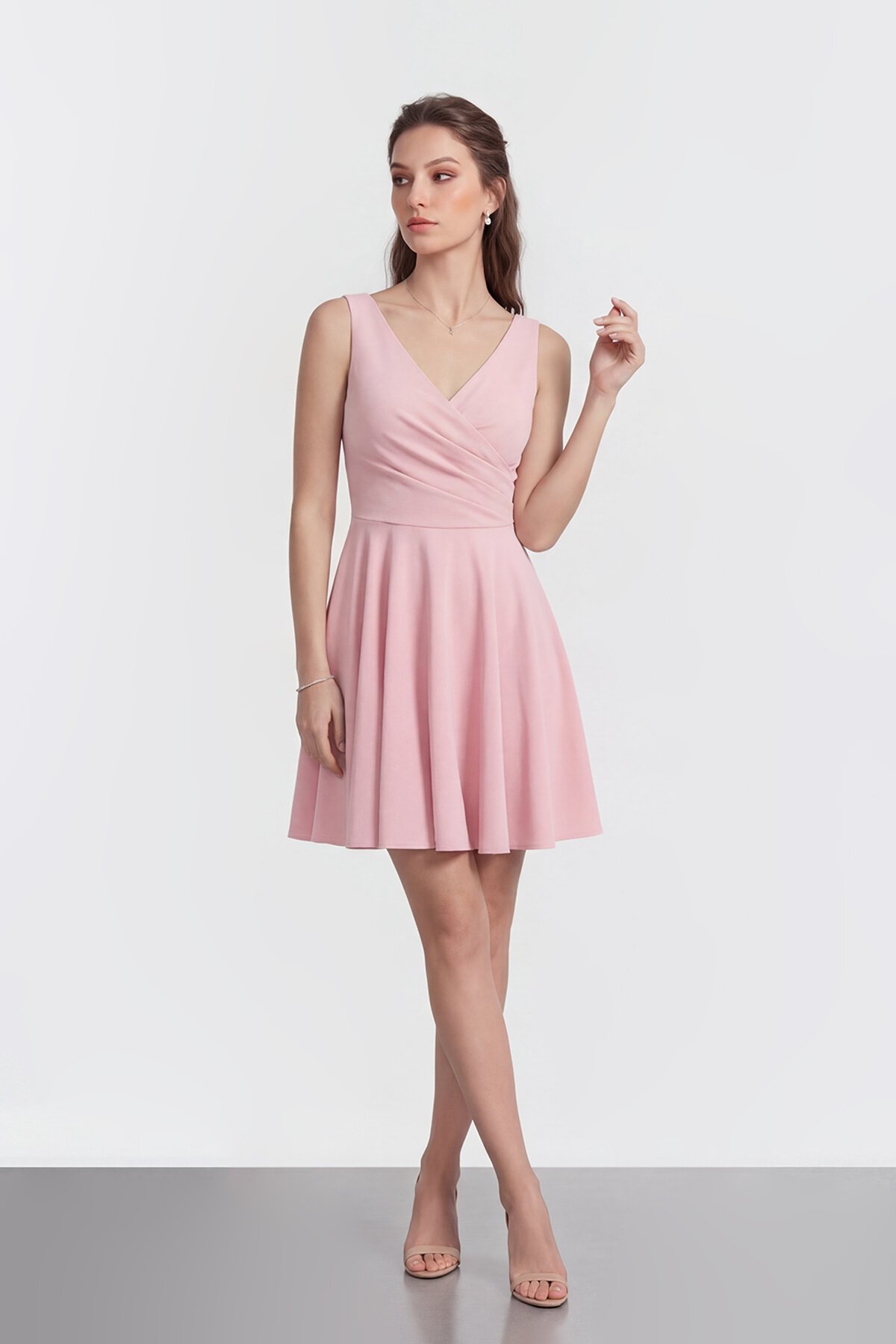 V Yaka Kruvaze Mini Abiye - 2080