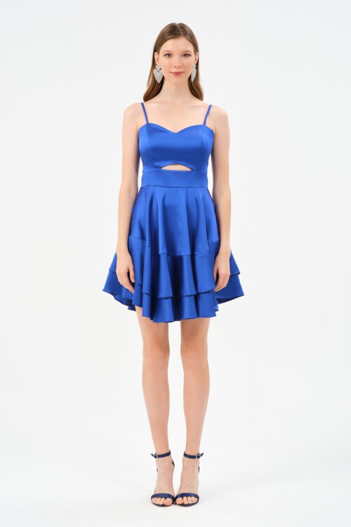 Askılı Volanlı Mini Elbise - 1546