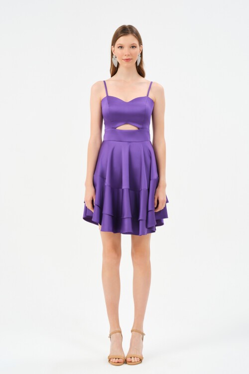 Askılı Volanlı Mini Elbise - 1546