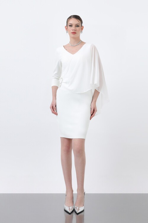 Broş Detaylı Kalem Elbise - 1664