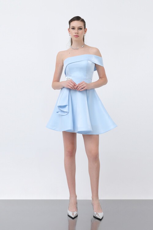 Broş Detaylı Mini Elbise - 1738