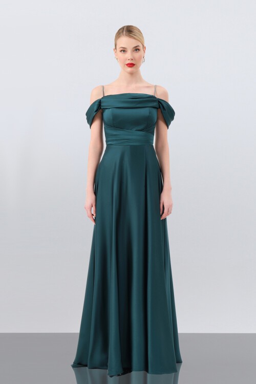 Drape Detaylı Yırtmaçlı Elbise - 1440