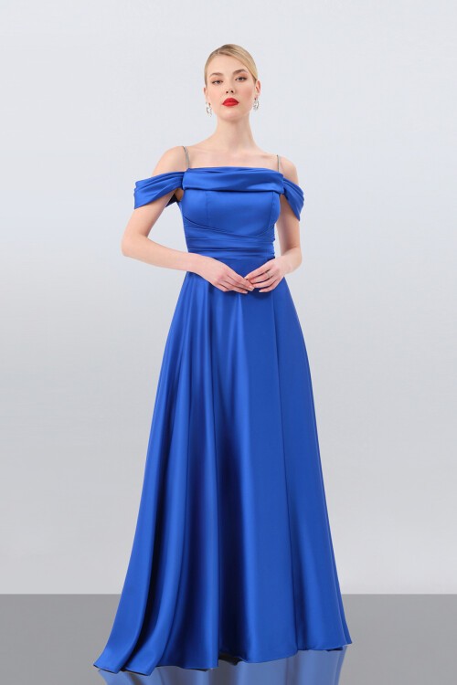 Drape Detaylı Yırtmaçlı Elbise - 1440