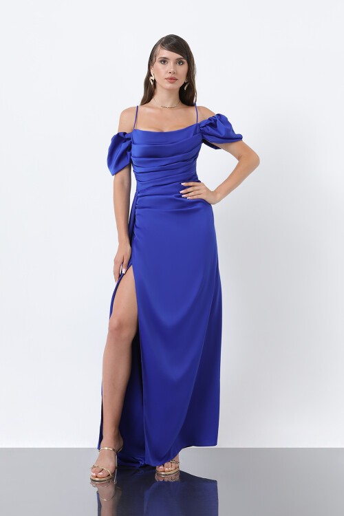 Drapeli Düşük Kollu Elbise - 1910