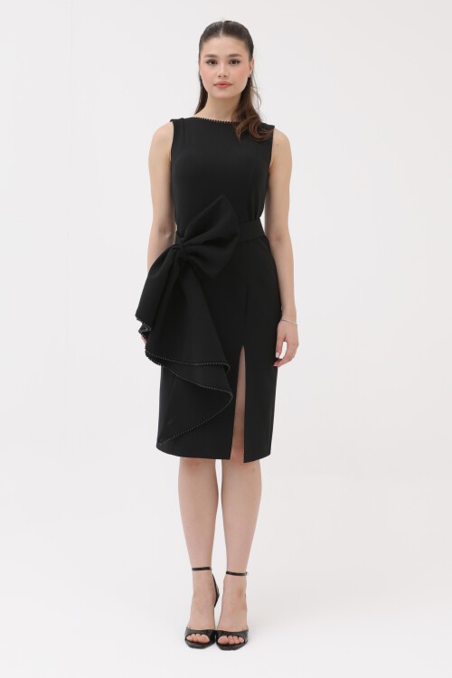 Fiyonk Detaylı Midi Elbise - 1740