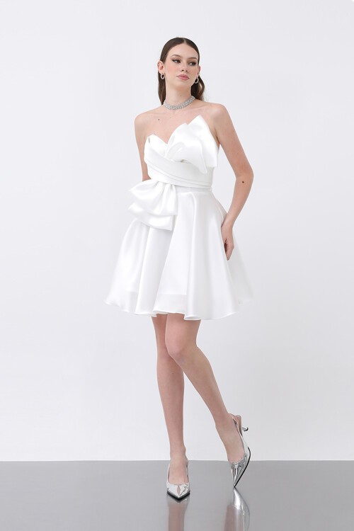 Fiyonk Detaylı Straplez Mini Elbise - 1810