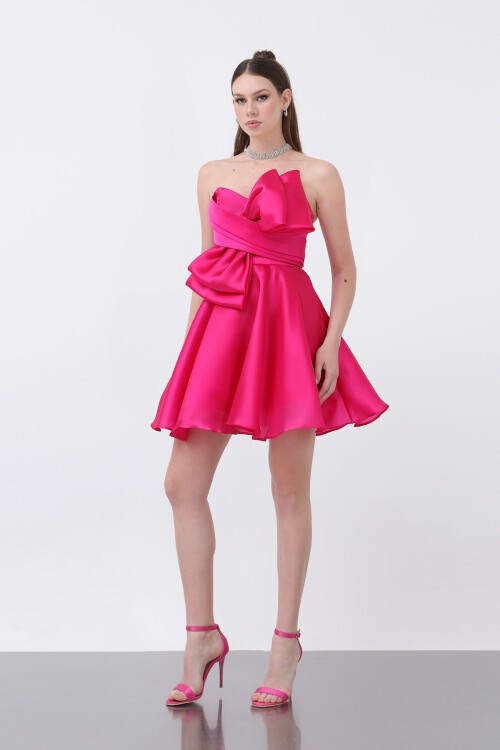 Fiyonk Detaylı Straplez Mini Elbise - 1810