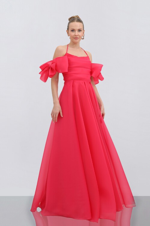 Boyundan Bağlamalı Fiyonk Detaylı Elbise - 1761