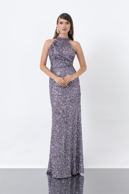 Halter Yaka Payetli Elbise - 1838