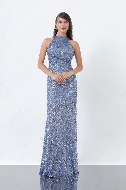 Halter Yaka Payetli Elbise - 1838