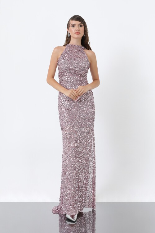 Halter Yaka Payetli Elbise - 1838