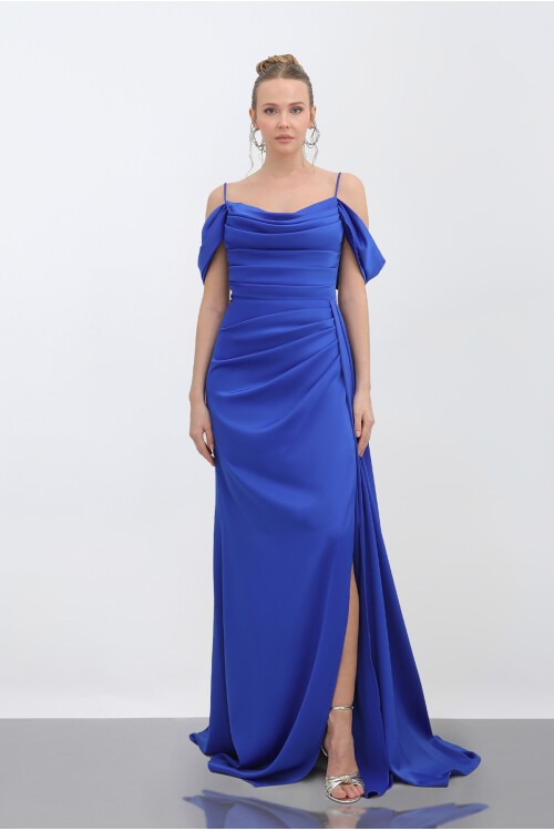 İnce Askılı Drapeli Elbise - 1777