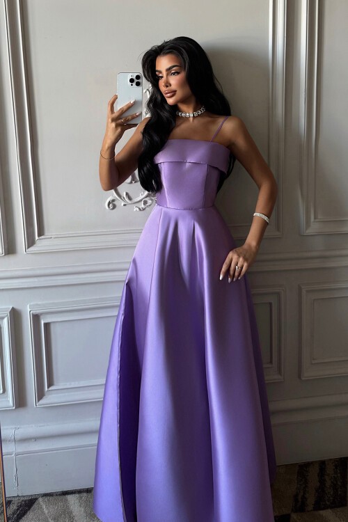 İnce Askılı Midi Elbise - 6000