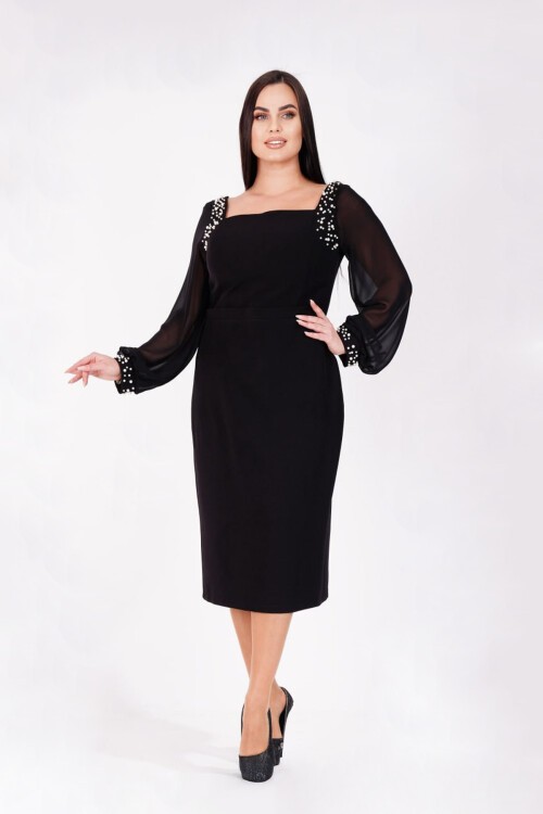 İnci Detaylı Midi Elbise - 1620