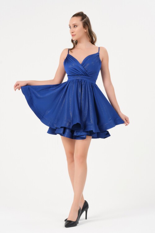 İp Askılı Volanlı Mini Elbise - 1611