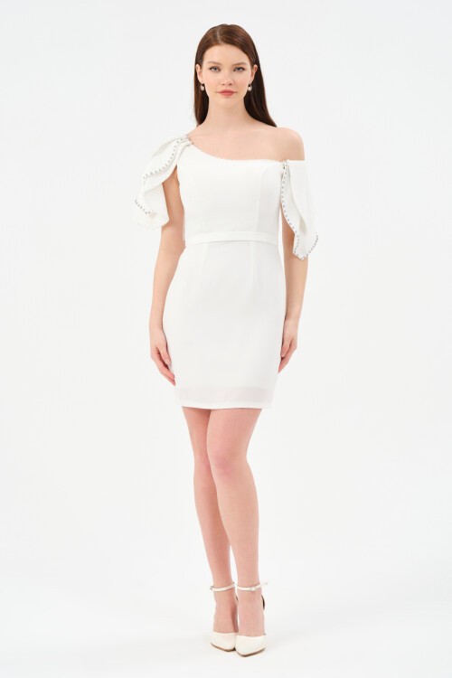 Kol Detaylı Mini Elbise - 1529