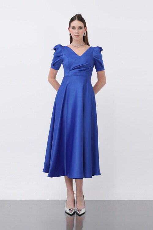 Kol Detaylı Midi Elbise - 1632