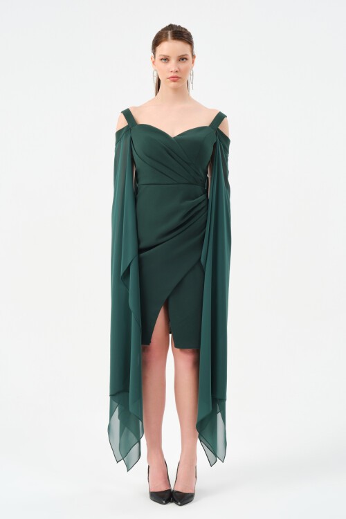 Şifon Detaylı Askılı Mini Elbise - 1576