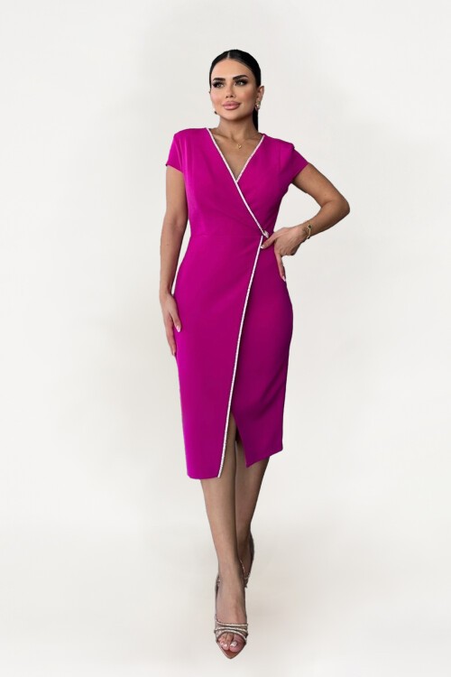 Taş Detaylı Kruvaze Elbise - 1609