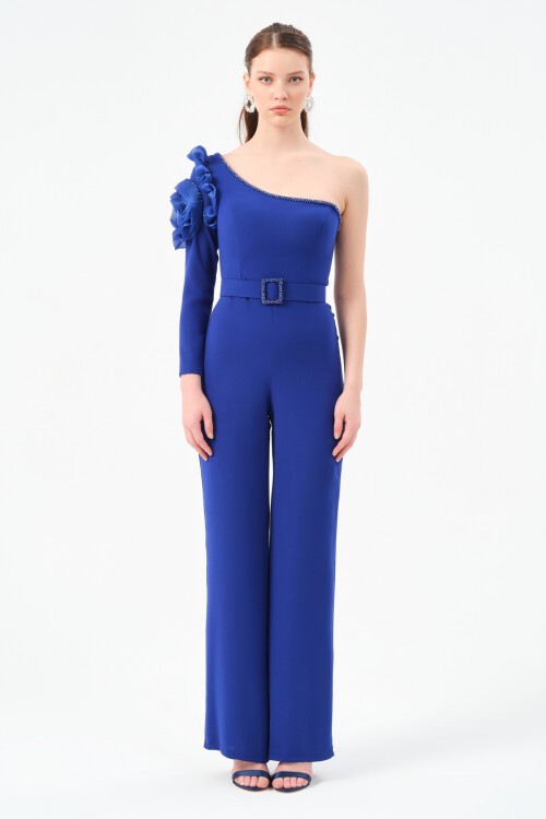 Tek Omuz Detaylı Kemerli Tulum - 1531