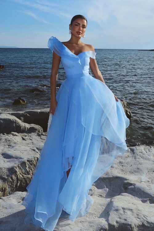 Tül Detaylı Volanlı Elbise - 6003