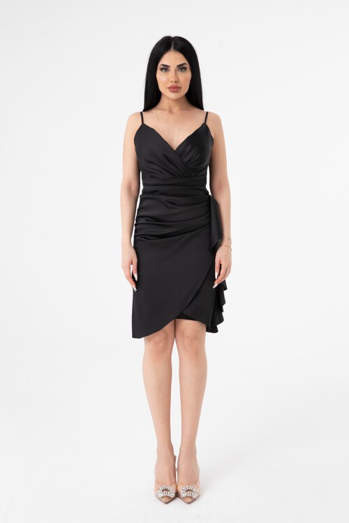 Volan Detaylı Drapeli Mini Elbise - 1203