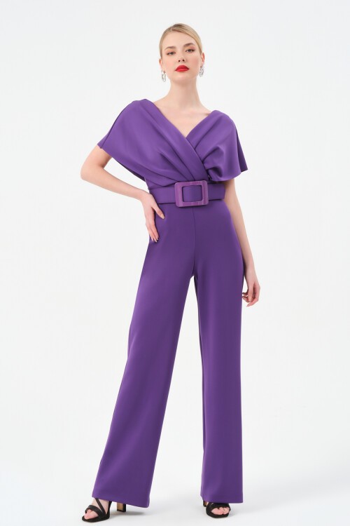 Drapeli Kemer Detaylı Tulum - 1462