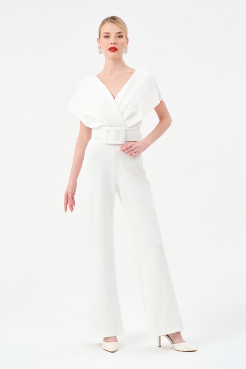 Drapeli Kemer Detaylı Tulum - 1462