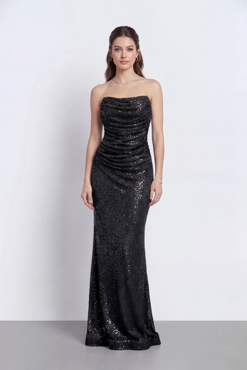 Drapeli Straplez Abiye - 2110