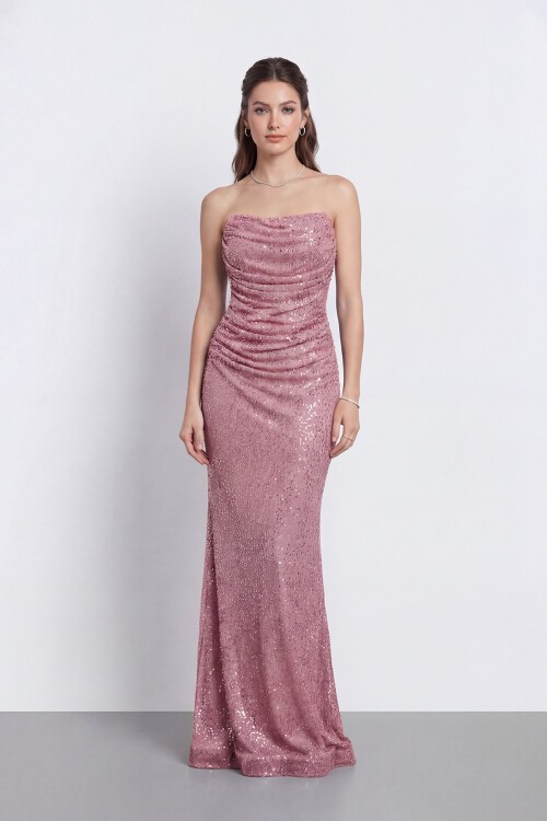 Drapeli Straplez Abiye - 2110