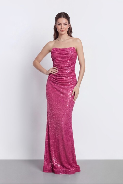 Drapeli Straplez Abiye - 2110