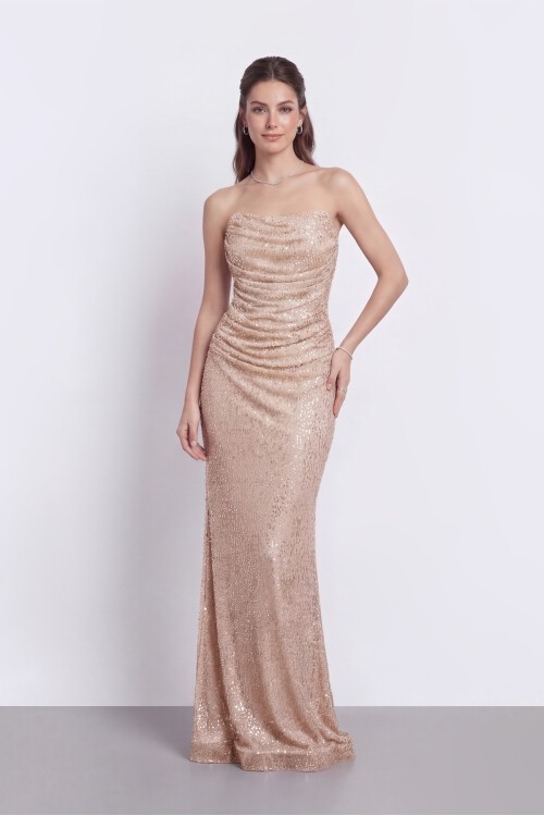 Drapeli Straplez Abiye - 2110