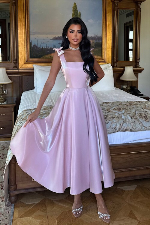 Fiyonk Askılı Midi Elbise - 1789