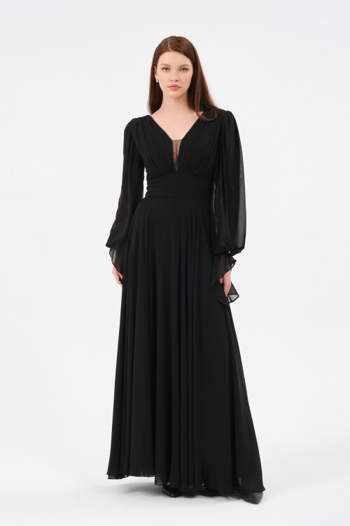 Göğüs Detaylı Drapeli Elbise - 1519