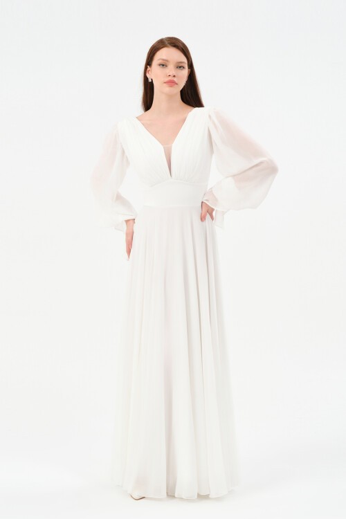 Göğüs Detaylı Drapeli Elbise - 1519