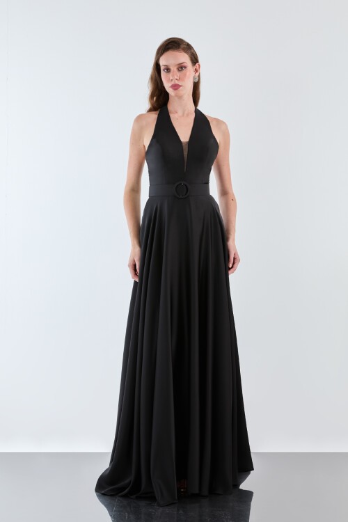 Kemer Detaylı Halter Yaka Elbise - 1948