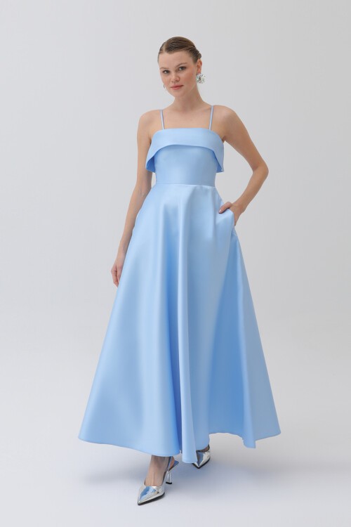 İnce Askılı Midi Elbise - 6000