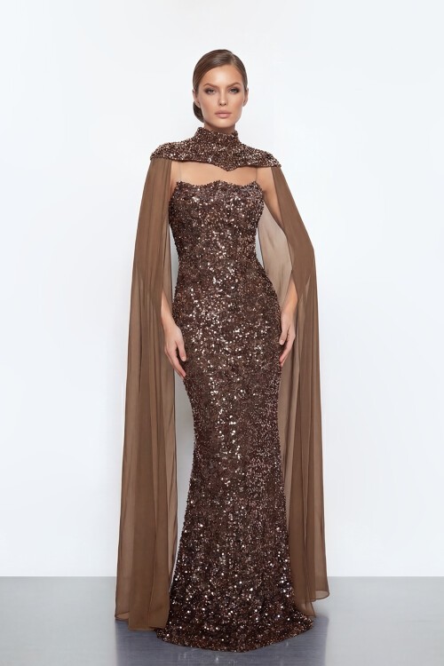 Pelerinli Payet İşlemeli Abiye - 2053