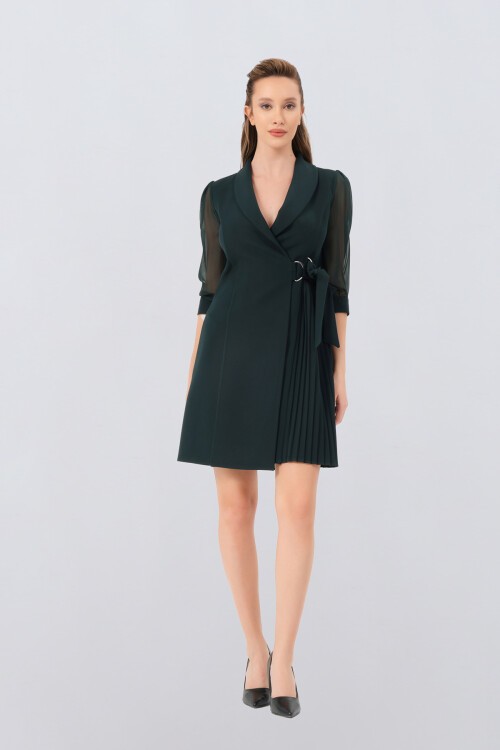 Pilise Detaylı Ceket Elbise - 1480