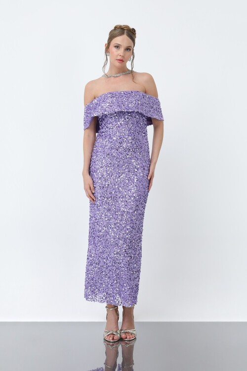 Pul Payetli Midi Elbise - 1861