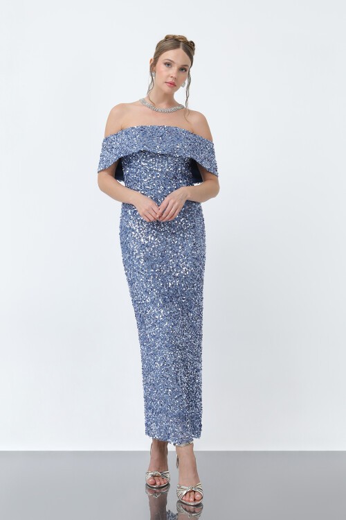 Pul Payetli Midi Elbise - 1861