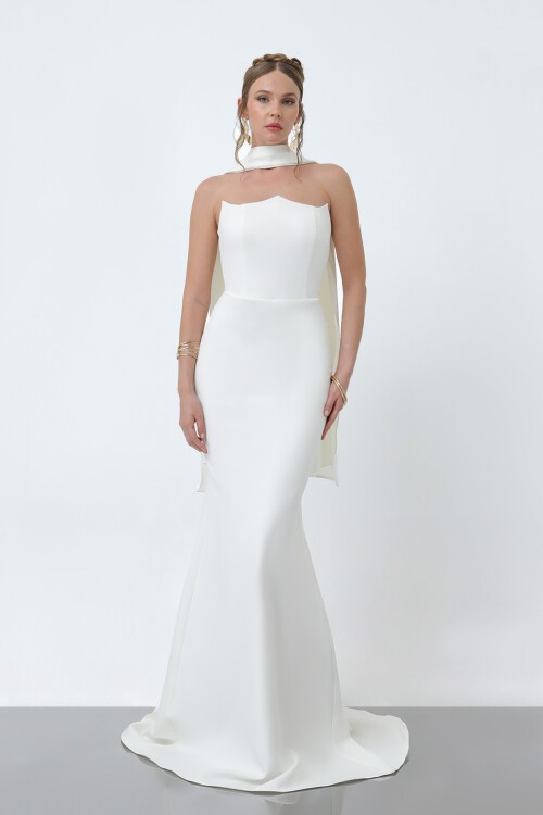 Şal Yaka Detaylı Balık Elbise - 1981