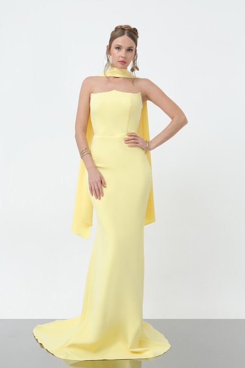 Şal Yaka Detaylı Balık Elbise - 1981